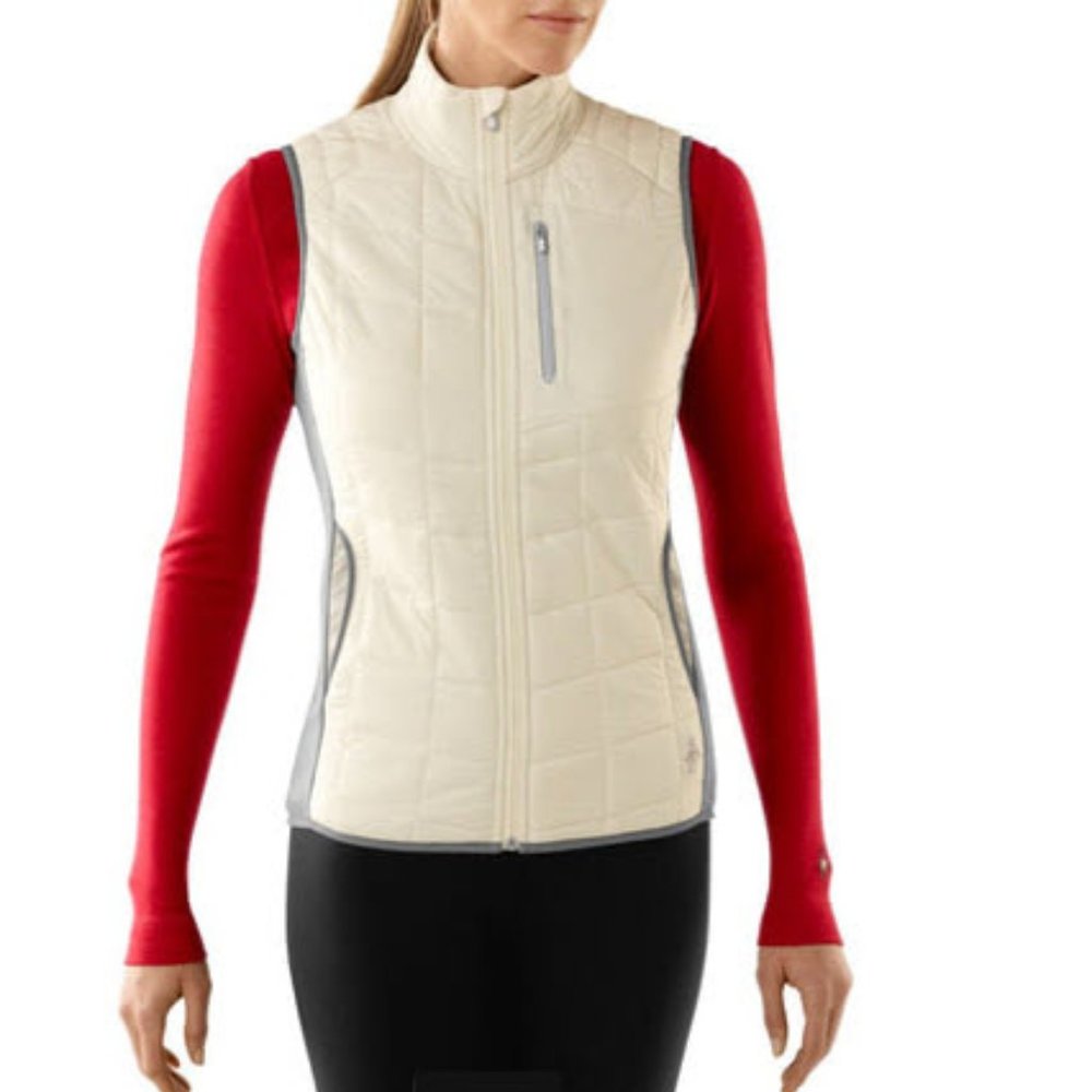 SMARTWOOL PhD Smartloft Divide Vest Gray Cream Size XS